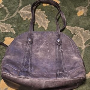 Frye Distressed Gray Leather Shoulder Bag